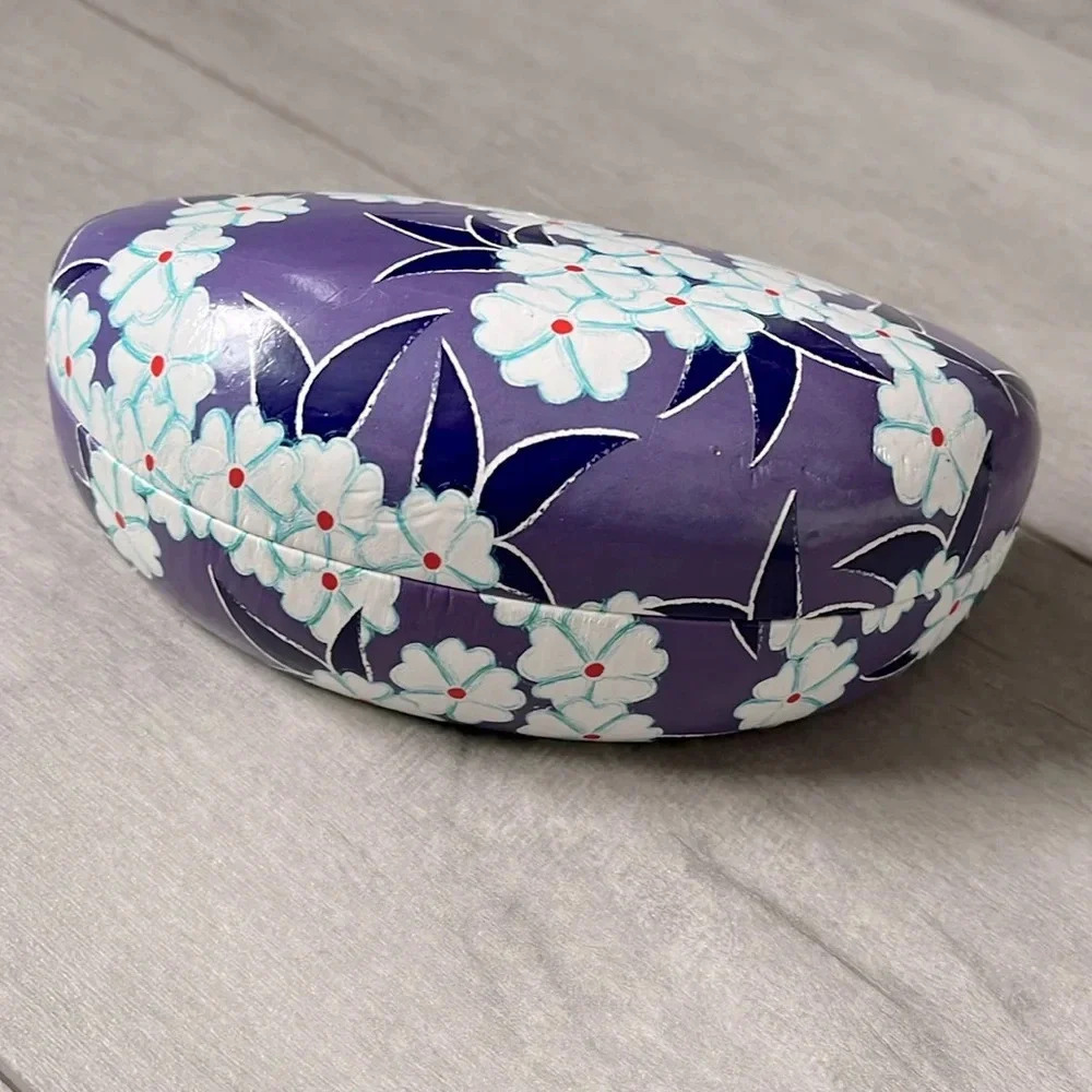 NWOT Purple Floral Hard Glasses Case